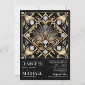 Art Deco Black & Gold Diamond Wedding Invitations (Devant)