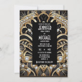 Art Deco Black & Gold Diamond Wedding Invitations (Devant)