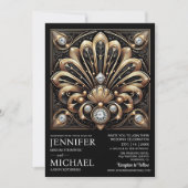 Art Deco Black & Gold Diamond Wedding Invitations  (Devant)
