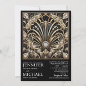 Art Deco Black & Gold Diamond Wedding Invitations  (Devant)
