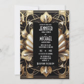 Art Deco Black & Gold Diamond Wedding Invitations (Devant)