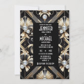 Art Deco Black & Gold Diamond Wedding Invitations (Devant)