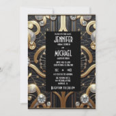 Art Deco Black & Gold Diamond Wedding Invitations (Devant)
