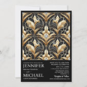 Art Deco Black & Gold Diamond Wedding Invitations (Devant)