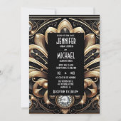 Art Deco Black & Gold Diamond Wedding Invitations (Devant)