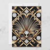 Art Deco Black & Gold Diamond Wedding Invitations (Dos)