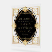 Art Deco Black Gold Geometric Wedding Acryl Bord (Hoek)