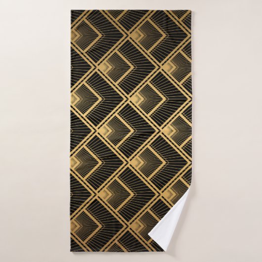 Art Déco Black Gold : Géométrique (Serviette de bain)