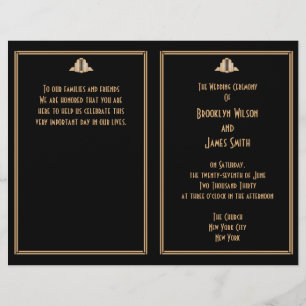 Art Déco Black Gold Great Gatsby programmes de mar