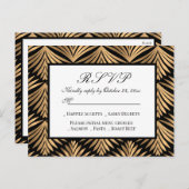 Art Déco Black Gold Great Gatsby Wedding Carte RSV (Devant / Derrière)