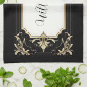 Art Deco Black & Gold Ornate Frame Theedoek (Gevouwen)