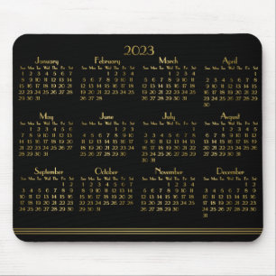 Art Deco Black Gold Yarly Calendar 2023 Muismat