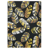 Art Deco Black Golden Feather Leaf Klembord (Achterkant)