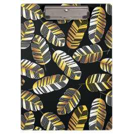 Art Deco Black Golden Feather Leaf Klembord