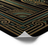 Art Deco Black Hole Celestial Poster | Gold Teal  (Coin)