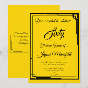 Art Deco Black op uitnodiging voor een gouden verj