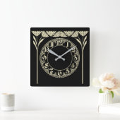 Art Deco Black Vierkante Klok (Huis)