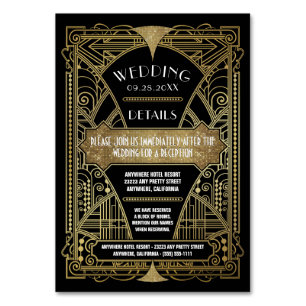 Art Deco  Black Wedding-kaarten Kaart