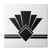 Art Deco Black White Chic Geometric Border 04 Tegeltje (Voorkant)
