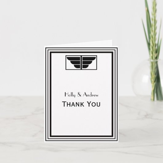 Art Deco Black White Lijst #2 V Dank u Bedankkaart (Voorkant)