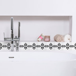 Art Deco Black White Simple Geometric Border 03 Tegeltje