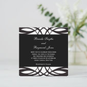 Art Deco Black White Wedding Invitations Kaart (Staand voorkant)