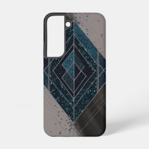 Art Deco Blau Glitter Geometrisch Samsung Galaxy Hoesje