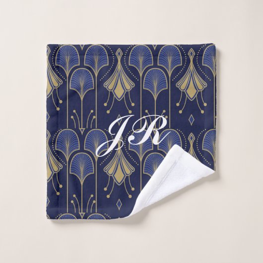 Art Deco blauw en goud Bad Handdoek (Wasdoekje)
