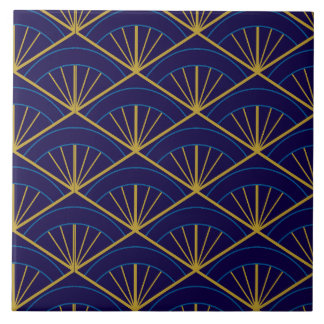 Art Deco Blauw Goud Geometrisch Tegeltje