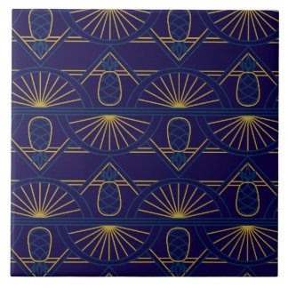 Art Deco Blauw Goud Geometrisch Tegeltje