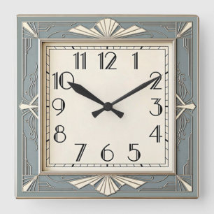Art Deco Blauw Vierkante Klok