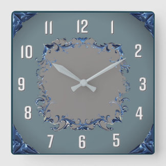 Art Deco blauw Vierkante Klok