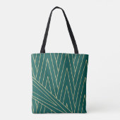 Art Deco Blauwgroen/Groen en Gold Canvas tas (Achterkant)