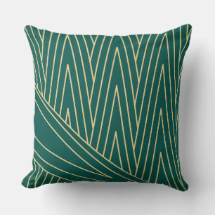 Art Deco Blauwgroen/Groen en Gold Sierkussen