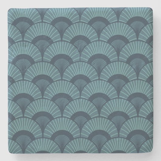 Art Deco Blauwgroen Onderzetter (Voorkant)