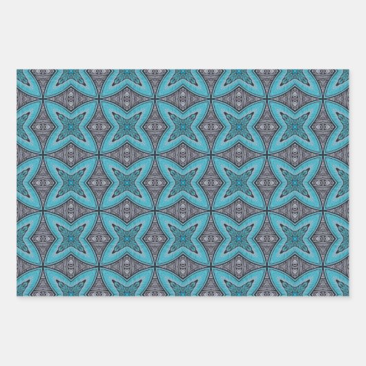 Art Deco Blauwgroen zwart wit grafisch patroon Inpakpapier Vel (Voorkant 2)