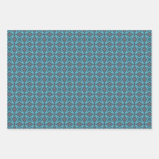 Art Deco Blauwgroen zwart wit grafisch patroon Inpakpapier Vel (Voorkant 3)