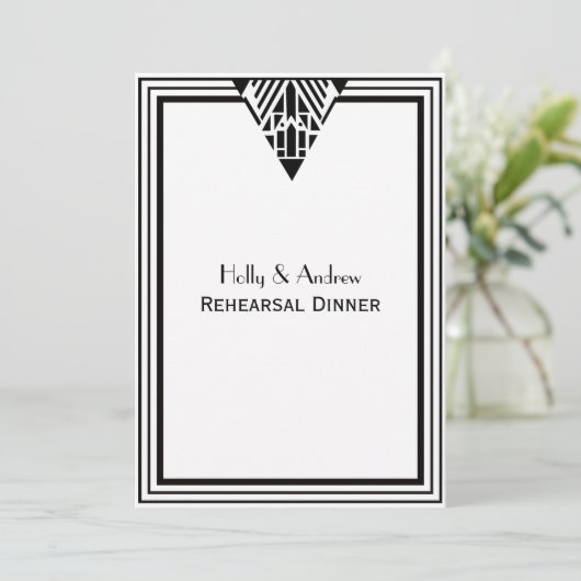  Art Deco Blk Wht Lijst #1 V repetitie Din Kaart (Staand voorkant)