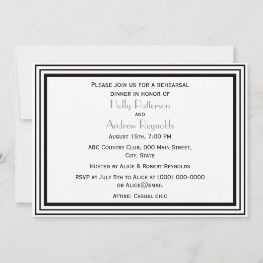  Art Deco Blk Wit Lijst #2H Rehearsal Din Kaart (Achterkant)