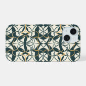 Art Deco bloeit iPhone 15 Hoesje (Achterkant horizontaal)