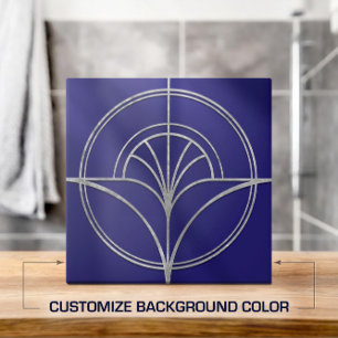 Art Deco Bloem Fan Line Shape - Verander achtergro Tegeltje