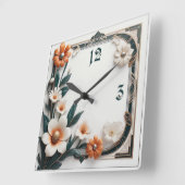 Art Deco-bloem Vierkante Klok (Hoek)