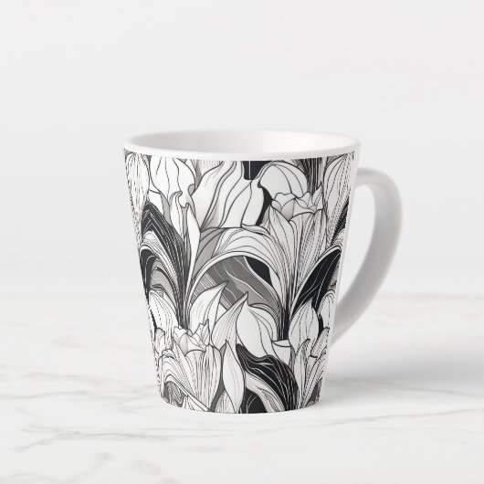 Art Deco Bloemen 12oz Mok (Rechterhoek)