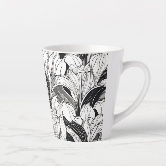Art Deco Bloemen 12oz Mok (Rechts)