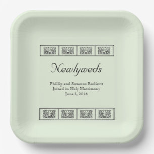 Art Deco Bloemen Border Wedding Keepsake Papieren Bordje