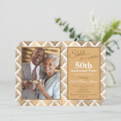 Art Deco Bloemen Fotouitnodiging Kaart (Staand voorkant)