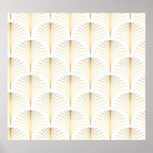 Art Deco Bloemen: Gouden Elegantie. Poster