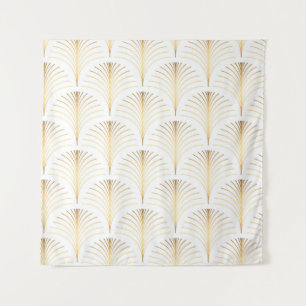 Art Deco Bloemen: Gouden Elegantie. Wandkleed