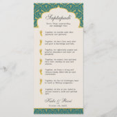 Art Deco Bloemen Lotus Indiaas & Hindoe Bruiloft Programma (Achterkant)