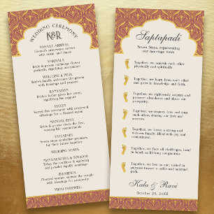 Art Deco Bloemen Lotus Indiaas & Hindoe Bruiloft Programma